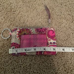 Vera Bradley Pink ID case with key ring and zipper pocket